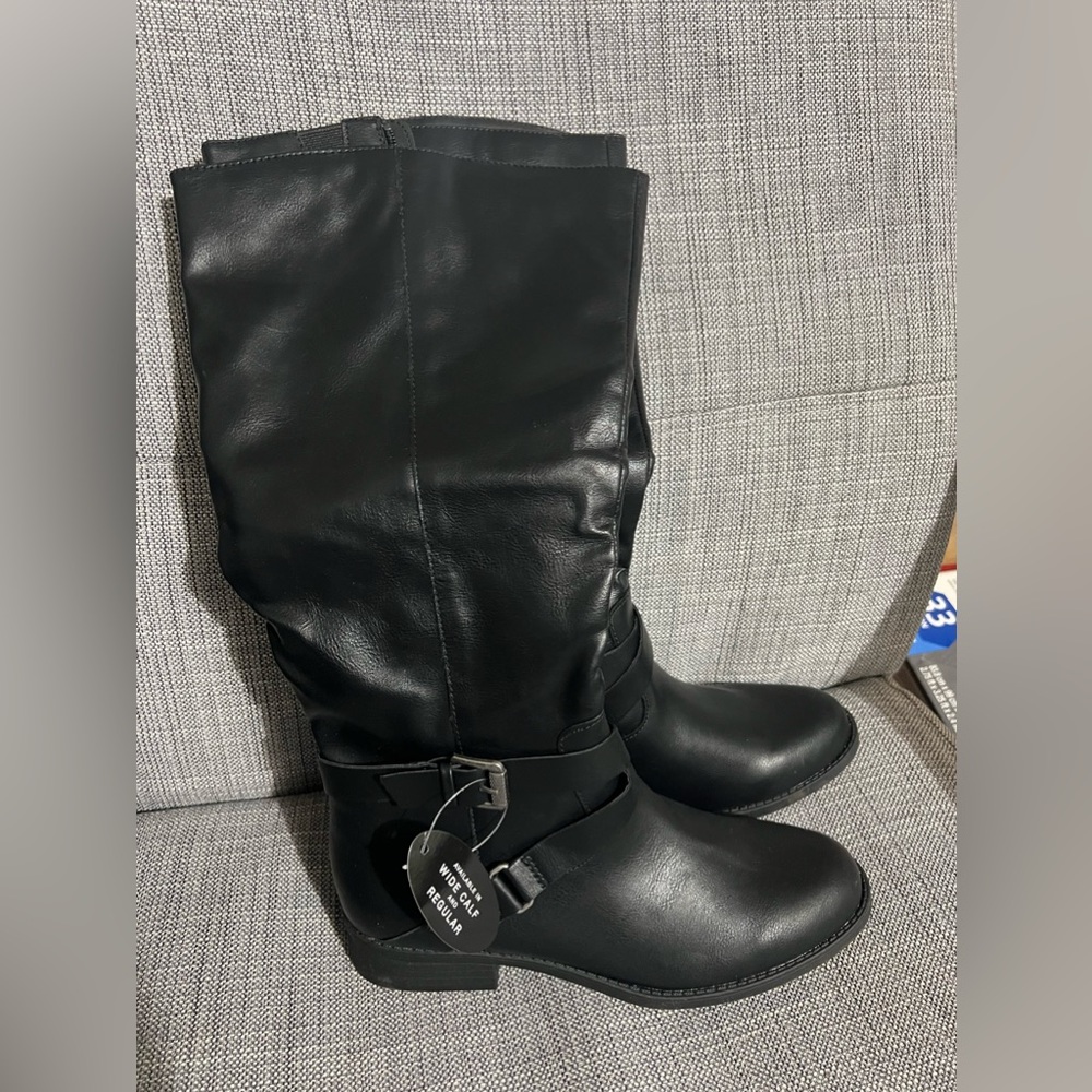 Black leather boots